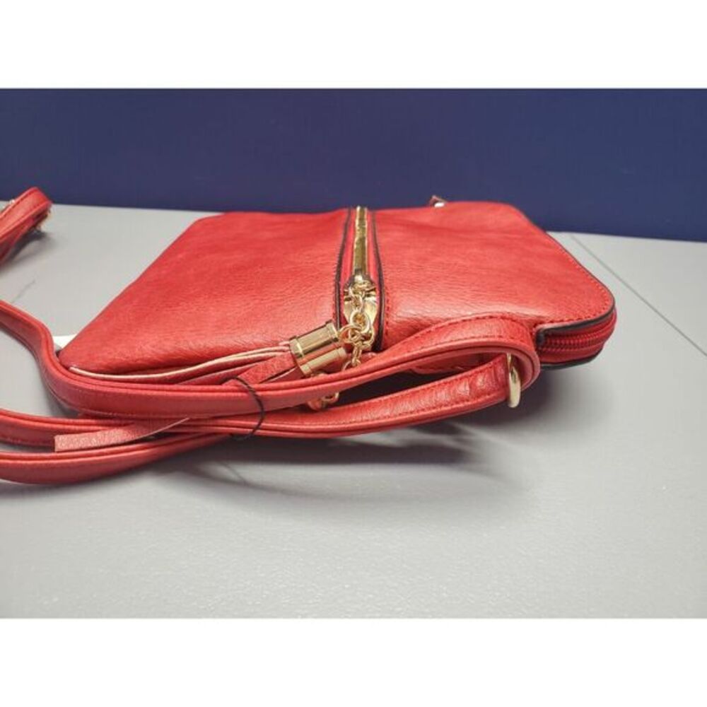 DS Bag Crossbody Bags‎ Womens Red Dual Tassel Vegan Shoulder Adjustable Strap - Picture 9 of 12